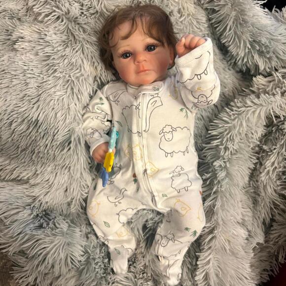 Reborn Baby Boy Cloth Body Full Silicone Limbs Vinyl & Accessories (NWT) - Picture 4 of 13